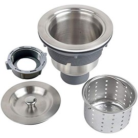 Kit de montaje de drenaje de fregadero de 3-1/2 pulgadas, cesta de colador extraíble para fregadero profundo con tapón de fregadero/tapa de sellado para el hogar, cocina, acero inoxidable