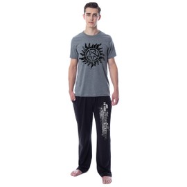 INTIMO Supernatural Mens' Join The Hunt Anti-Possession Sleep Pajama Set (Medium), Supernatural, M