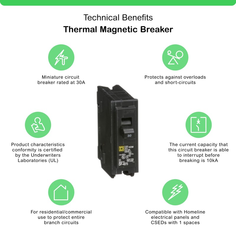 Square D - HOM130CP Homeline 30 Amp Single-Pole Circuit Breaker