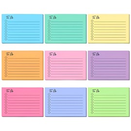 fogman Sticky Notes, Stylish, Cute, Ruled, Memo, Colorful, 9 Colors, Set of 450 (Height 7 cm x Width 10 cm)