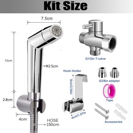 Bidet Handbrause Set, einstellbarer Sprühkopf ABS Dual-Modus (Jet/Stream) - für Dusche Badezimmer Hygiene Toilettenpapier Windelreinigung, mit G1/2" Ventil und eine G3/8" Toilette Adapte
