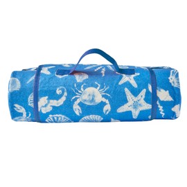 Fusion Coastal Bay Picnic Blanket, 100% soft touch Polyester, Blue, 135 x 150cm