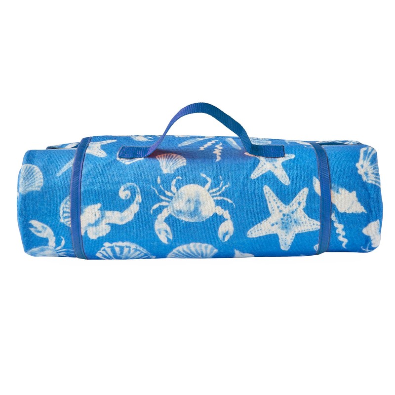 Fusion Coastal Bay Picnic Blanket, 100% soft touch Polyester, Blue,