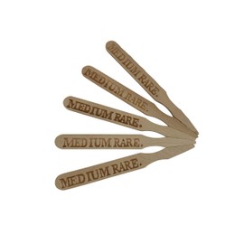 KingSeal 500 Count 3.5 Inch Natural Birch Wood Steak Markers, Heat Stamped, MED Rare, Eco Friendly, Bulk Pack - 1 Box of 500