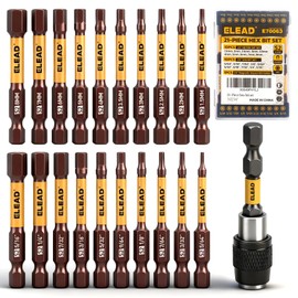 21-Piece 2.5" Allen-Wrench Hex Drill Bit Set: Durable Impact Allen Key Set, Long-Lasting Strong Magnetic Hex Screwdriver Bit Set, SAE & Metric Size, Mechanic Automotive Furniture DIY Home Repairs