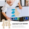 jojofuny 5pcs Wooden Portrait Clay Board Creative DIY Art Board