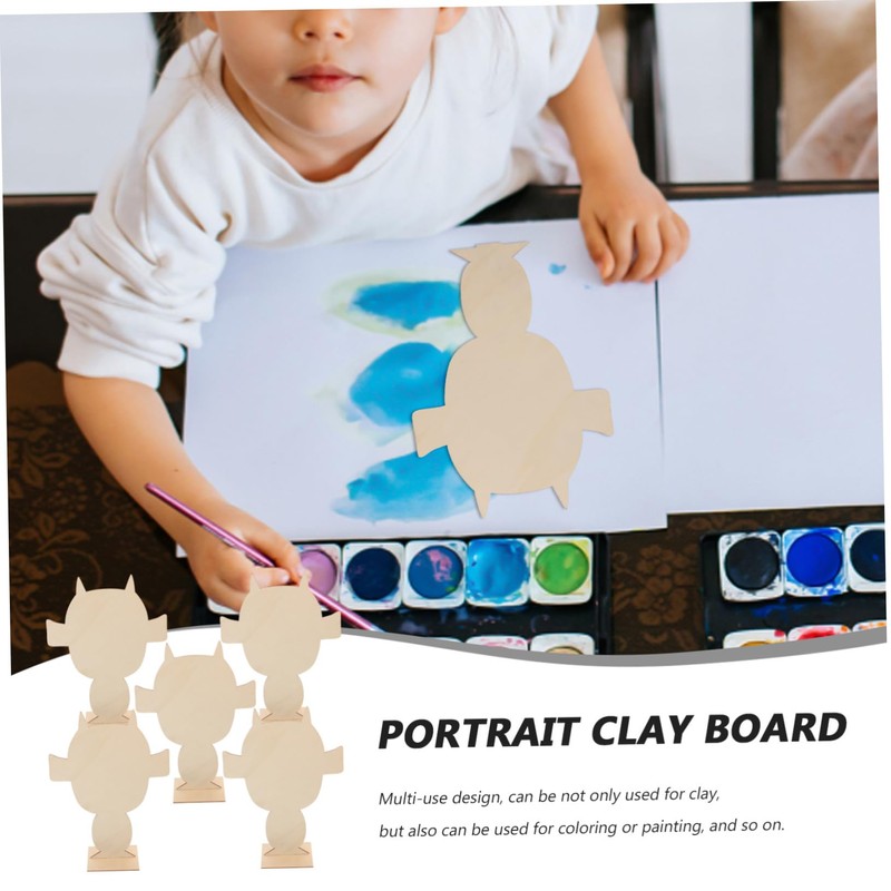 jojofuny 5pcs Wooden Portrait Clay Board Creative DIY Art Board