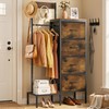 Lewondr Dresser with Hanging Rack and Storage Drawers, Brown Wood