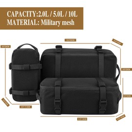 PETAC GEAR 3 PCS Tactical Modular Packing Cubes, Large Capacity Mesh Storage Duffel Bag,Outdoor Travel Organize Storage Pouches Bags.(Black)