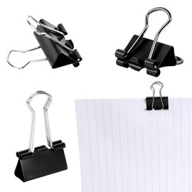 JANYUN Medium Binder Clips, 150Pcs 25mm/1 Inch Large Paper Clamps Metal Clips for Office School Home Supplies (Black)