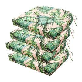 HOMELYSIAN Outdoor Chair Cushions Set of 4, 17 x 16 Inch Patio Chair Cushions for Outdoor Furniture, Water Resistant Outdoor Patio Chair Cushions with Non-Slip Ties(Tropical Rainforests)