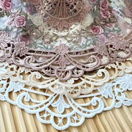 Chestnut Rose Lace Doilies 28x38cm Crochet Placemats - Table & Furniture Decor for Coffee Shops, Bakeries, Weddings - Floral Embroidery Table Linens