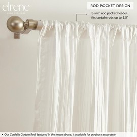 Elrene Home Fashions Athena Faux Crushed-Silk Window Curtain Panel and Valance Set, 52"x84" (2 Panels) & 1 Valance, White