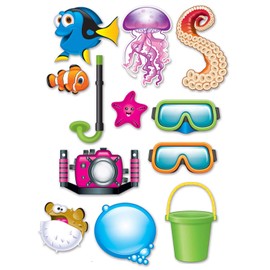 12 Piece Under The Sea Photo Fun Signs - Sea Animals Cutout Party Decorations
