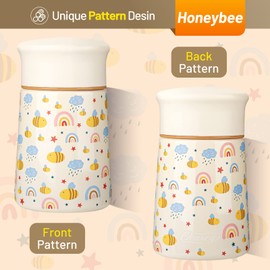 Charcy 9oz Kids Thermo for Hot Food - Insulated Food Jar for Hot & Cold Food - Flat Lid Ivory Bee