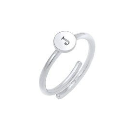 Elli Ring Women Letter J Basic Minimal Ajustable In 925 Sterling Silver