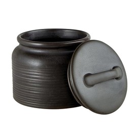 47th & Main Stoneware Countertop Kitchen Canister with Lid, Large, Black