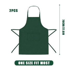 FUIPVGI 2 Pieces Cooking Apron for Kitchen, Plus Size Cooking Apron, Kitchen Aprons for Men Women with 2 Pockets for Cooking, Barbecue, Painting, Housework, Waiters (Green), Green