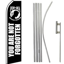 Trade Winds POW MIA You Are Not Forgotten Swooper Flag & 16ft Flagpole Kit/Ground Spike