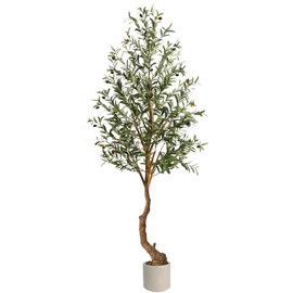 ilitphke Artificial Olive Trees, 6 Ft Indoor Outdoor Fake Potted Silk Plant Faux Olive Tree with Trunk and Fruits, Artificial Tree Large Olive Plants for Living Room Home House Office Decor