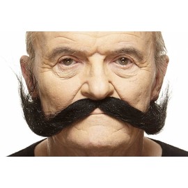 Mustaches Self Adhesive Hillbilly Fake Mustache, Novelty, False Facial Hair, Costume Accessory for Adults, Black Lustrous Color