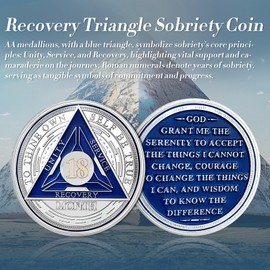 Triplate Recovery 18 Month AA Coins - Silver Roman Numeral AA Chips and Medallions - 1-65 Prime Alcoholics Anonymous Sobriety Coin - 18 Months Clean Na Ha Token Gifts for Men Women