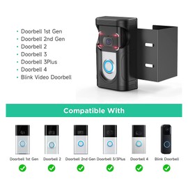 OLAIKE Anti-Theft Video Doorbell Door Mount for Video Doorbell 1/2/3/3 Plus/4/2nd Gen(2020 Release), No-Drill Doorbell Mount for Apartment Home Rentals Office Room(Not Included Doorbell), Black