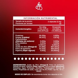 BDM LIFE Berberina + Piperina con Omega 9, Suplemento Alimenticio, 120 Cápsulas, Bienestar Metabólico y Energía