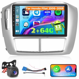 [2+64G] Hikity Android 13 Car Stereo for Honda Pilot 2006-2008 with Wireless Carplay Android Radio, 9 Inch Touch Screen Radio with GPS, Bluetooth, WiFi, Mirror Link, SWC, Backup Camera, MIC