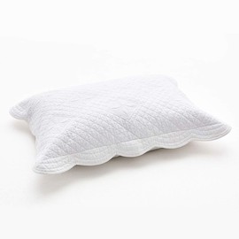 Calla Angel CASPCTSWT_SGDN Sage Garden Luxury Pure Cotton Quilted Pillow Sham, 26" x 20", White, Standard