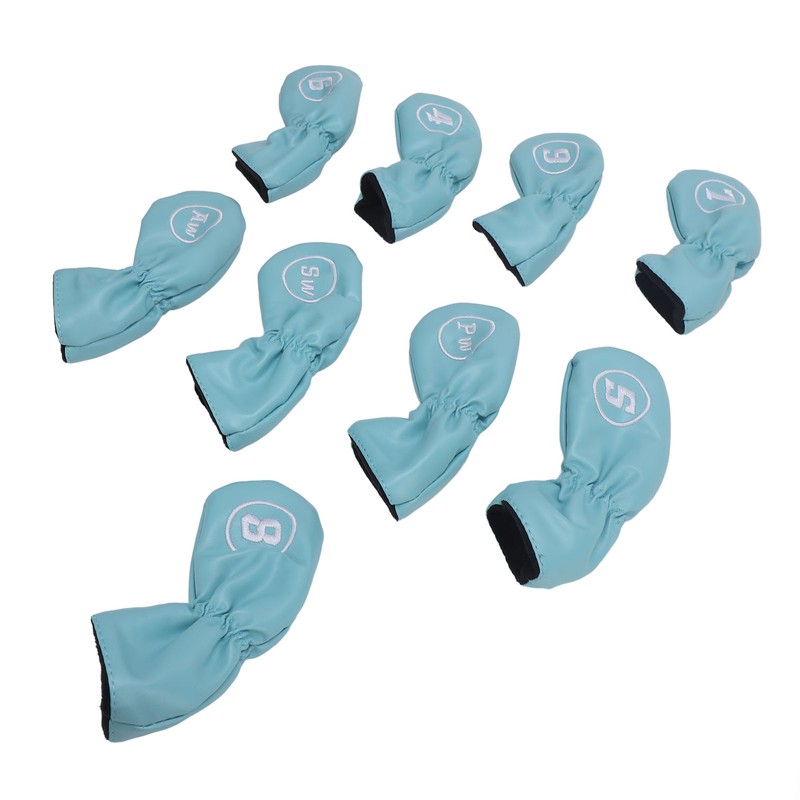 9pcs Golf Club Cover PU Leather Stylish Portable Golf Head
