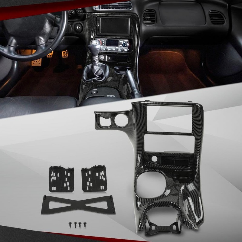 CROSSDESIGN Double Din Radio Center Dash Bezel Kit Carbon Fiber