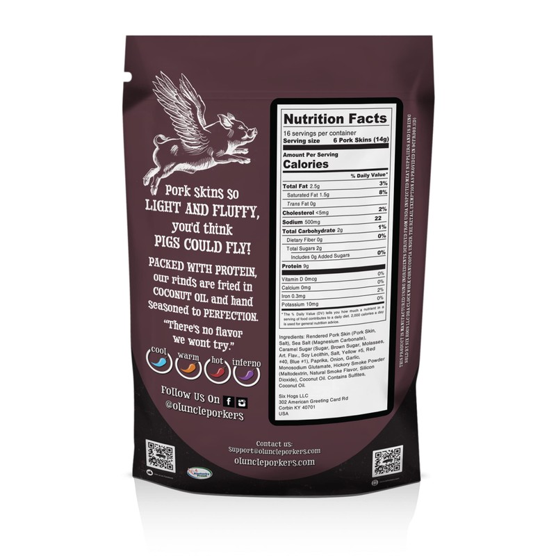 Keto-Friendly Barbecue Pork Rinds (Mesquite Memphis BBQ Flavor, 8 Oz