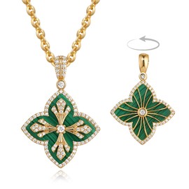 MEVECCO Clover Necklace for Women, Dainty Gold Necklace, 18K Gold Plated Clover Jewelry Vintage Four Leaf Pendant with Diamond Choker Chain Charm Malachite Jewelry Lucky Gifts for Women