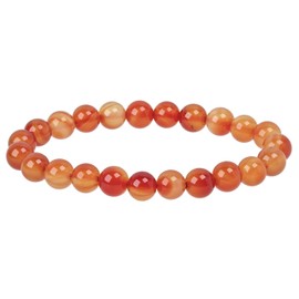 Eledoro PowerBead, Women’s Stretch Bead Bracelet, Made of 8 mm Gemstone Beads, 17 - 18 cm, gemstone, red