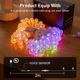 YCoisini 66FT Outdoor String Lights, 100 LED Patio Lights with Remote Control, Voice-Activated & Music Sync Mode, 16 Color-Changing Modes, Waterproof for Patio Garden Party Decor