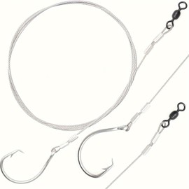 YOTO Heavy Duty Shark Rig for Surf Fishing – 4PCS Stainless Steel Wire Leader, Durable Hooks & Swivels, Perfect for Shark & Big Game Fishing 16/0