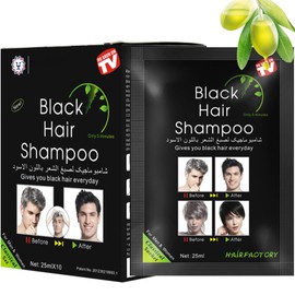 Instant Black Hair Shampoo, Hair Dye Shampoo for Men And Women - Black Hair Dye Shampoo - Easy to Use - Quick and Easy - Lasts 30 Days 3 In 1 Black Hair Dye (10pcs Black)