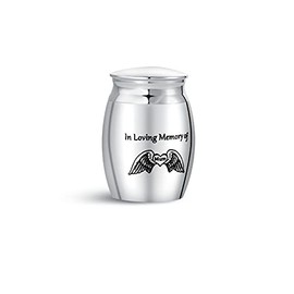 FGT Small Mini Urns for Ashes Mum Women Wife Mother Mom Female Family Heart Guardian Angel Wings Cremation Memorial Keepsake Stainless Steel