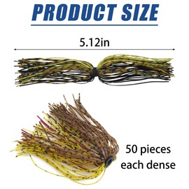 Silicone Jig Skirts Fishing DIY Rubber Fishing Jig Lures, 12/24 Bundles 50 Strands Spinnerbaits Replacement Fishing Skirts Multiple Color Spoon Blade Squid Skirts Casting Jigs Football Old-12pcs