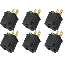 PLUGTUL 2 prong to 3 prong outlet adapter, Polarized Grounded Outlet Converter, Wall Outlet Plug for Household, Workshops, ETL Listed, 6-PACK, Black