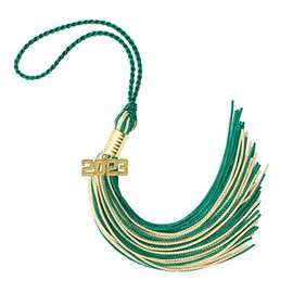 2023 DKGREEN/OLDGOLD Graduation Tassel - Every School Color Available -Made in USA