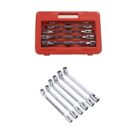 FLZOSPER Juego de 6 llaves métricas de 8 a 19 mm, doble flexible, 12 puntos con caja de almacenamiento