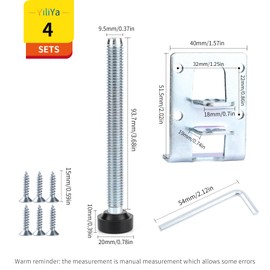 YiliYa Set of 4 Adjustable Furniture Feet, M9 x 102 mm, Heavy Duty Furniture Levelling Feet, Height Adjustable Feet for Furniture with Small Screw, for Furniture, Table, Shelves, Cupboards, Workbench