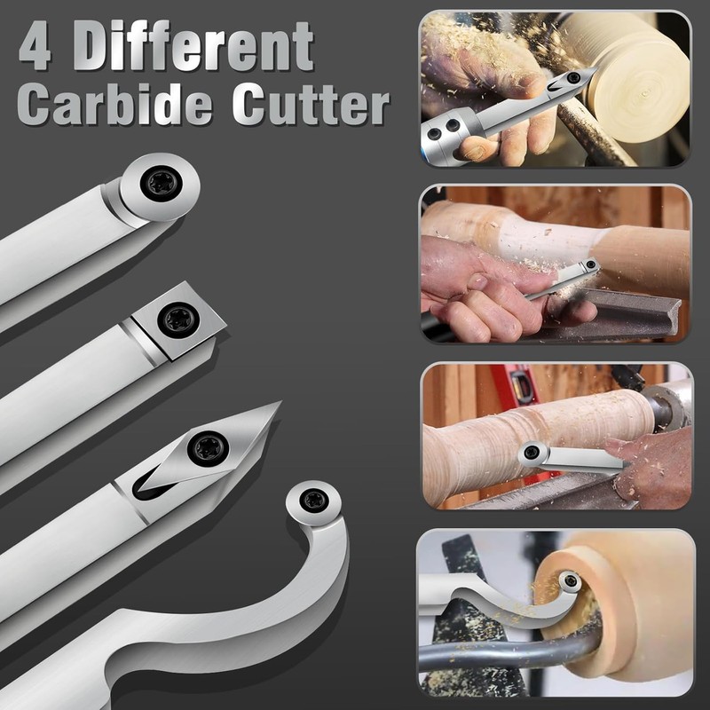 SWONVI 8pcs Carbide Lathe Tools Carbide Inserts For Wood Lathe
