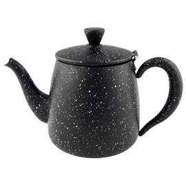 Café Olé PT-048BG Premium 48oz 1.35L Teapot Made of High-Quality Stainless Steel - Black Granite, Drip-Free Spout, Hollow Handles & Hinged Lid, 1.35 Litres