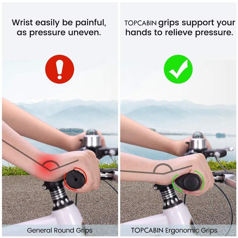 TOPCABIN Bike Grips 2PCS 90mm Length Bike Handlebar Grips Short