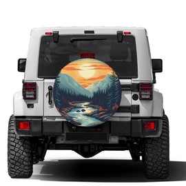 KiuLoam Nature Mountain Sunset Spare Tire Cover Waterproof Dust-Proof Universal Sunscreen Wheel Tire Covers Fit for Trailer, RV, SUV and Many Vehicle 15 Inch
