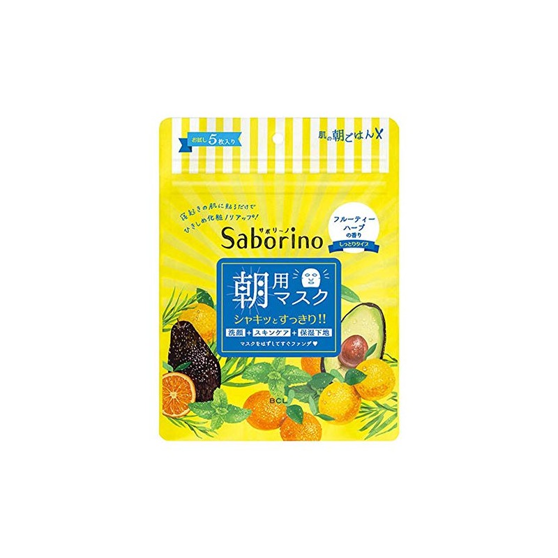 Bcl Saborino Mezama Sheets Morning Face Mask Moist Type 5pcs
