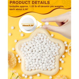 PLANTIONAL Pie Weights - 1.5 LB Ceramic Stoneware Beans in Wheat Straw Container for Blind Baking Pastry Crusts (Green)